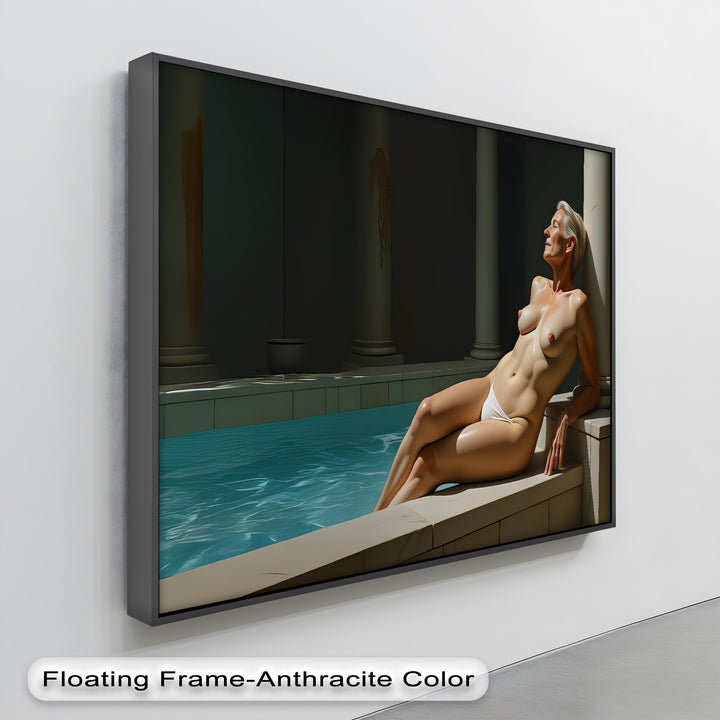 Mature Nude Poolside - Erotic Canvas Wall Art | Sexy Art