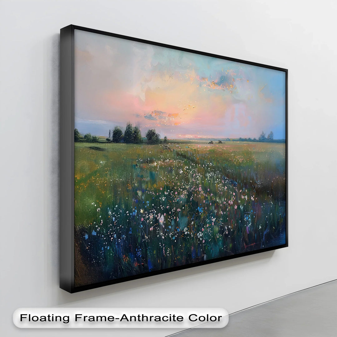 Pastel Twilight – Meadow in Bloom Landscape Canvas Print