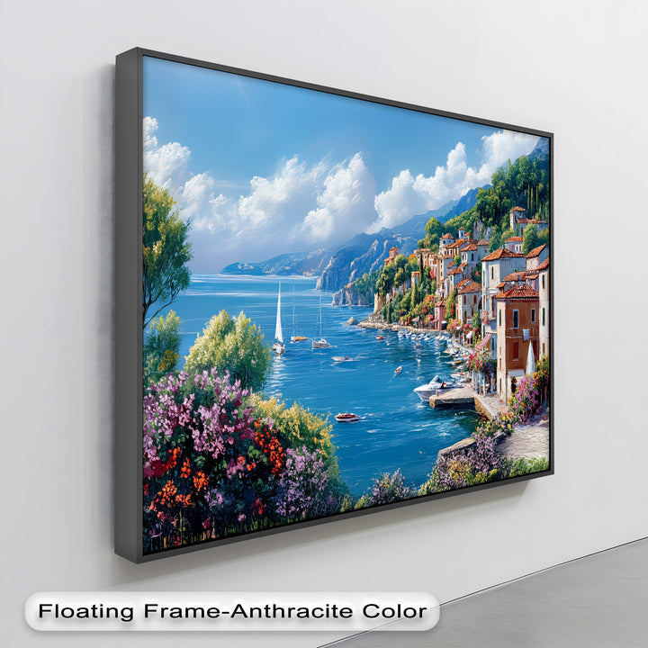 Harbor Serenity – Mediterranean Seaside Village Canvas Print
