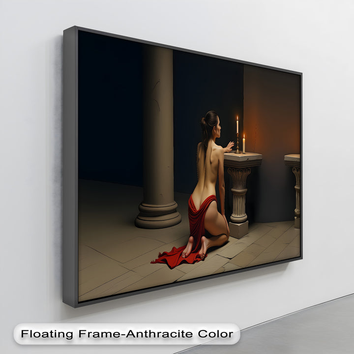 Sacred Ember – Erotic Candlelight Prayer Canvas Wall Art | Big Canvas