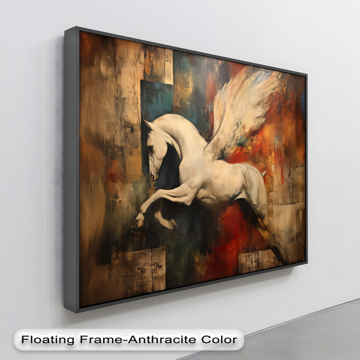 Wings of Flame – Abstract Pegasus in Fiery Tones Horse Canvas Print