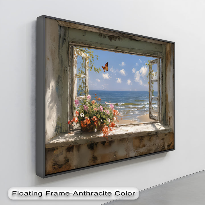 Seaside Serenity – Open Window Ocean View Canvas Print