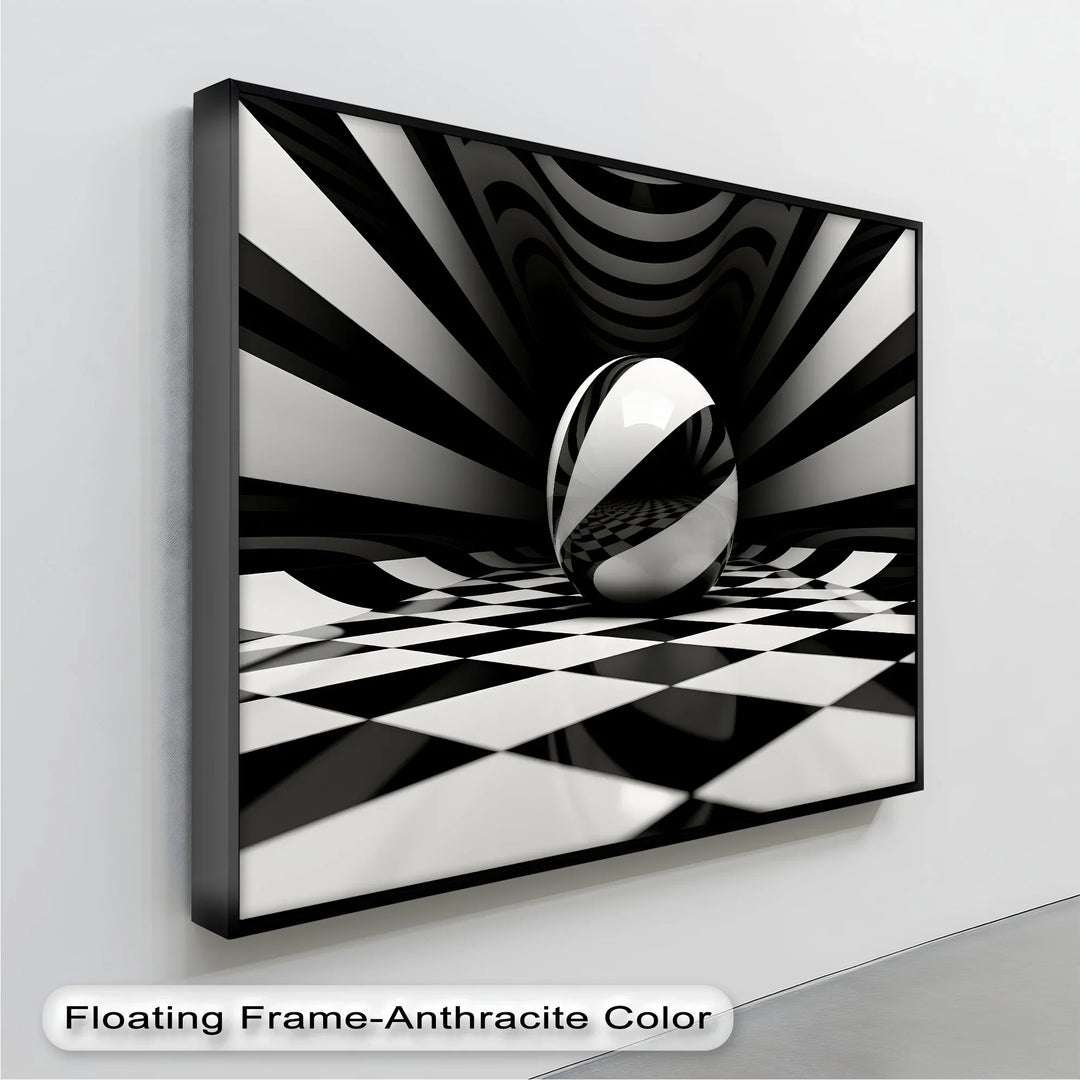 Geometric Sphere Illusion – Black & White Canvas Print - MyPhotoStation