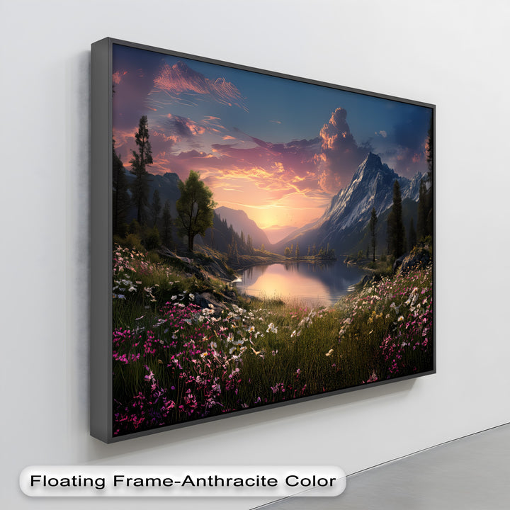 Serenity at Dusk – Sunset Mountain Lake Canvas Print