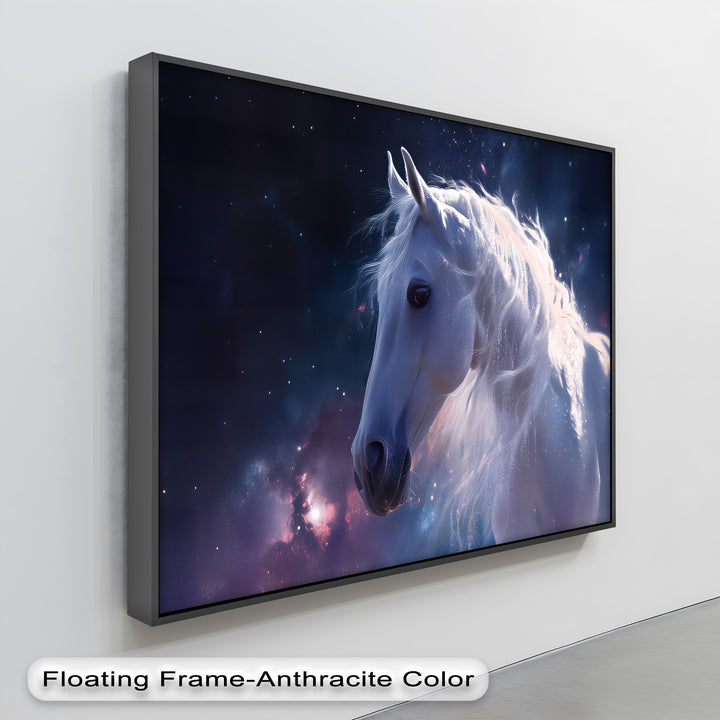 Starlit Grace – Celestial White Horse Portrait Canvas Print