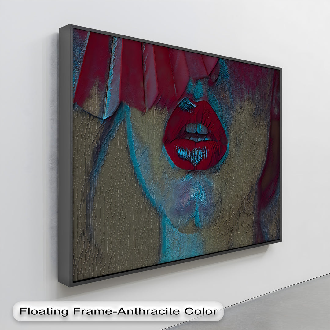 Velvet Silence – Erotic Red Lips Canvas Wall Art | Sexy Artwork