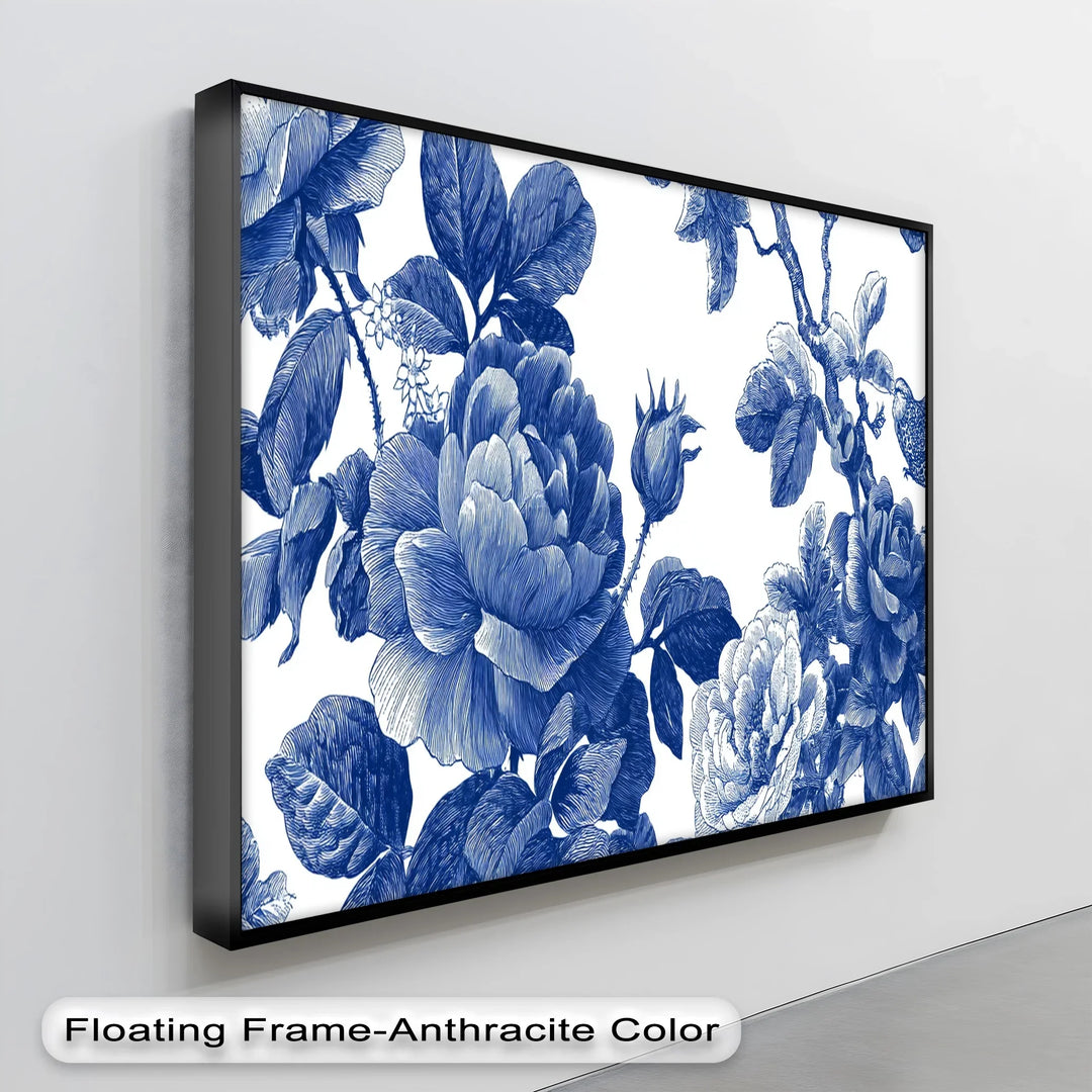 Botanical Blue Rose Garden – Vintage Floral Canvas Print - MyPhotoStation