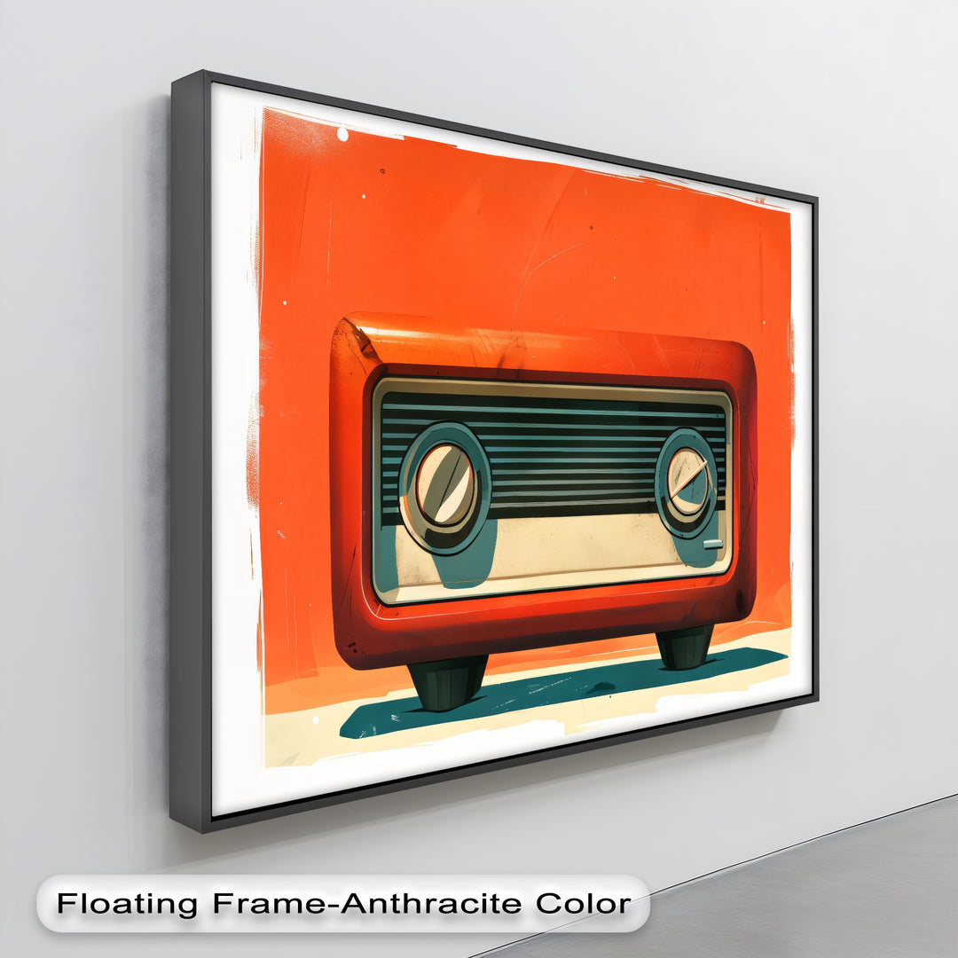 Atomic Sunset – Minimalist Orange Retro Radio Canvas Print