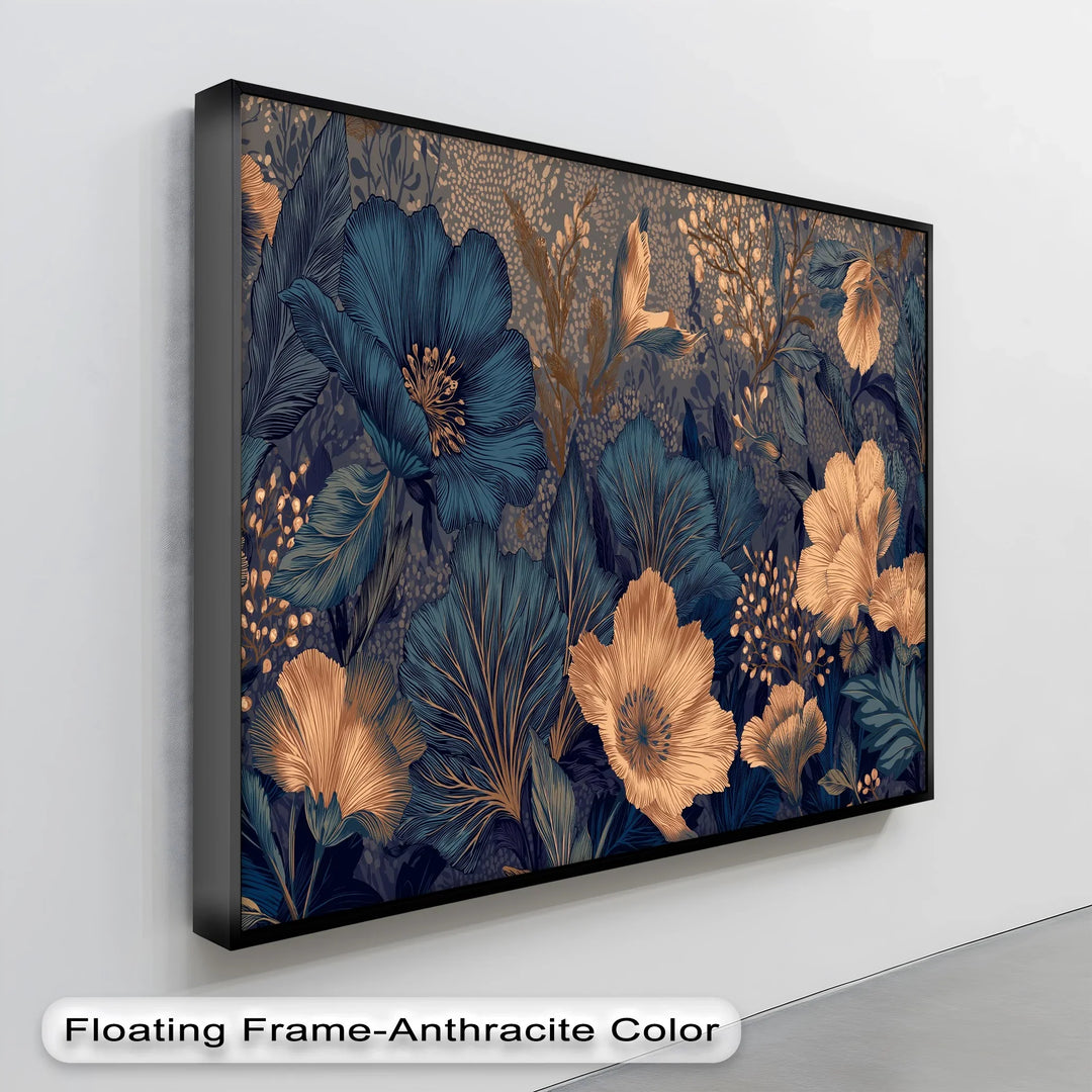 Midnight Garden in Gold and Teal – Canvas Print - MyPhotoStation
