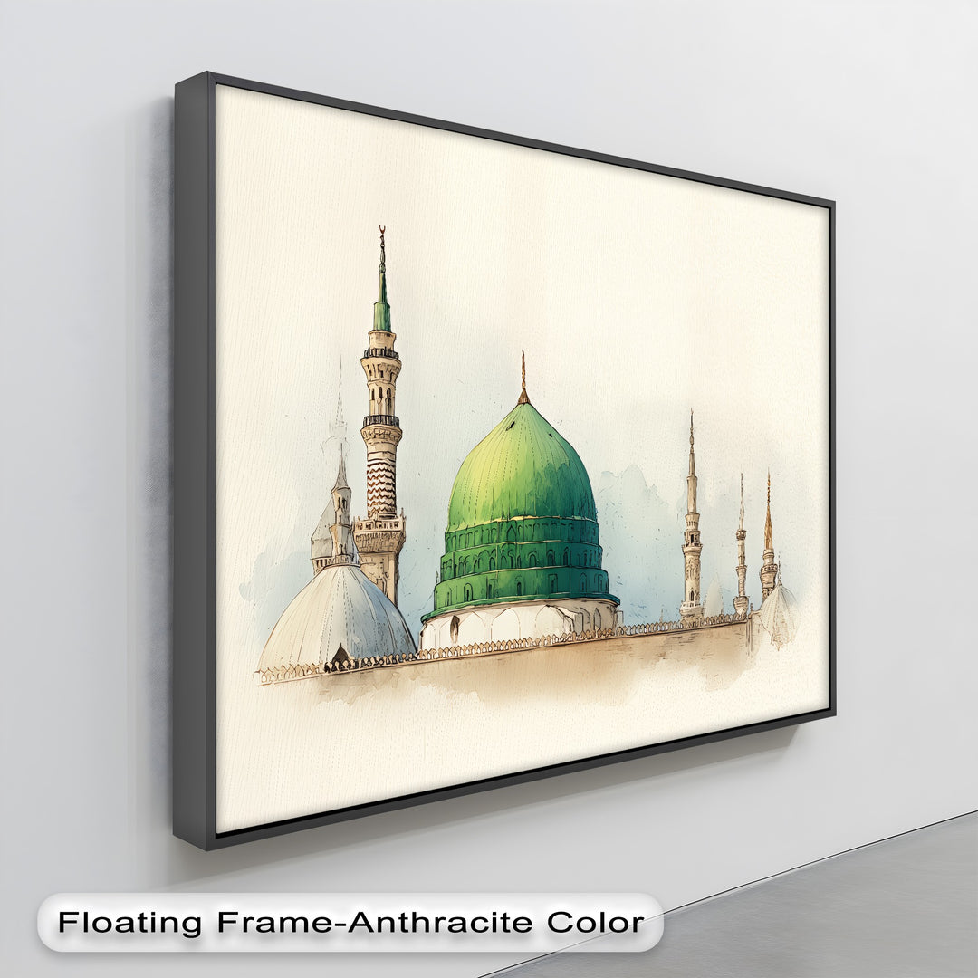 Sacred Serenity – Green Dome of Al-Masjid an-Nabawi Canvas Print