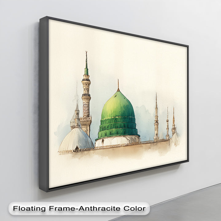 Sacred Serenity – Green Dome of Al-Masjid an-Nabawi Canvas Print