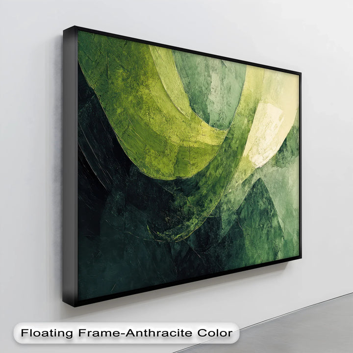 Verdant Sweep – Abstract Green Brushstroke Canvas Print - MyPhotoStation