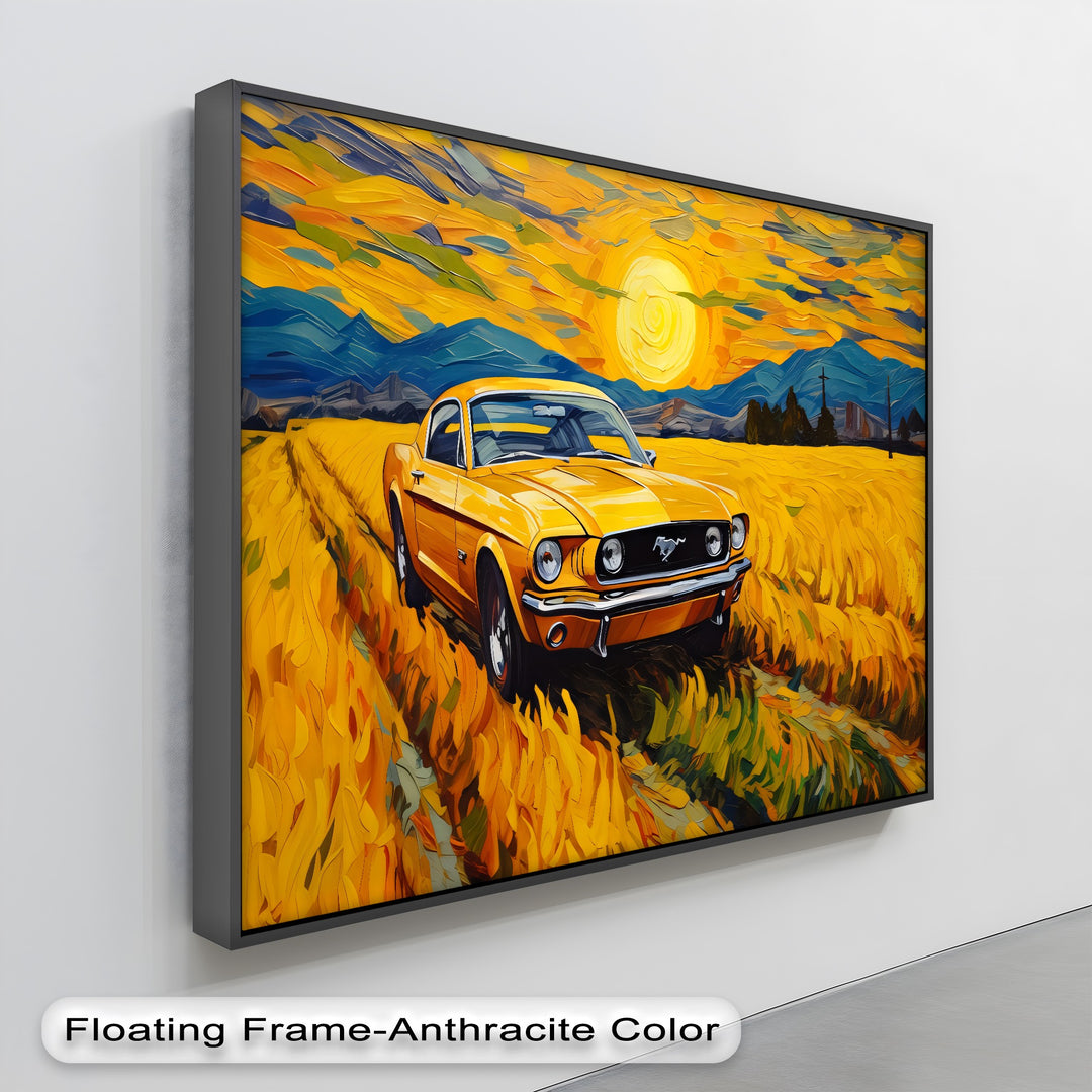 Golden Mustang Drive – Car Canvas Print