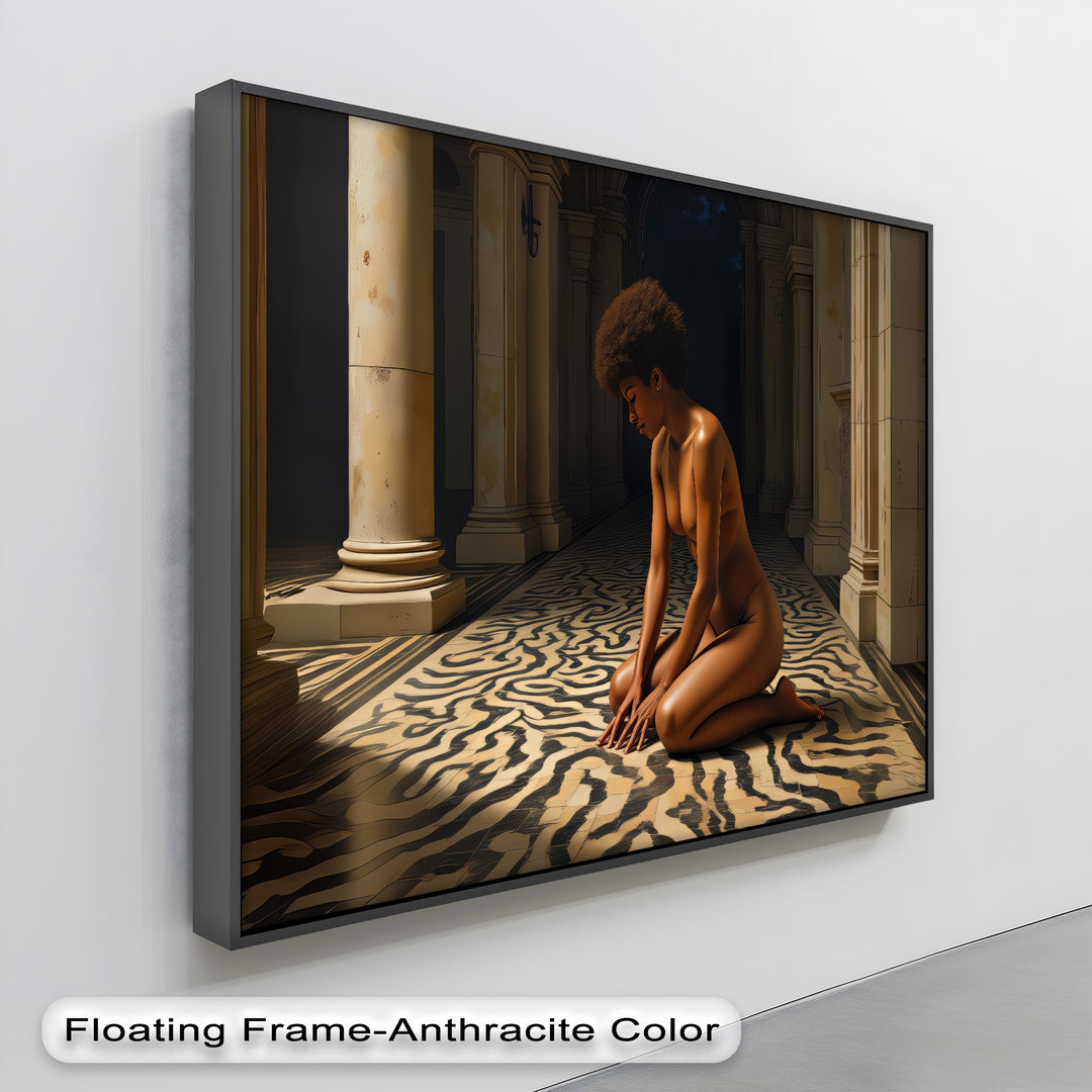 Midnight Devotion – Dark Erotic Canvas Wall Art | Nude African Woman