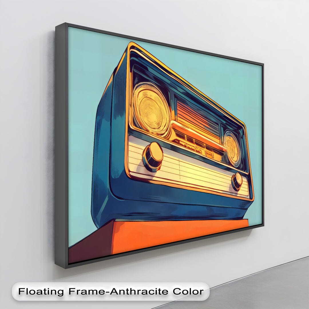 Sunwave Tuner – Retro Blue and Orange Radio Canvas Print