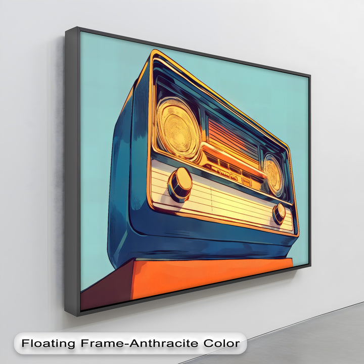 Sunwave Tuner – Retro Blue and Orange Radio Canvas Print