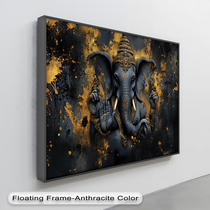Sacred Guardian – Lord Ganesha with Four Arms Canvas Print