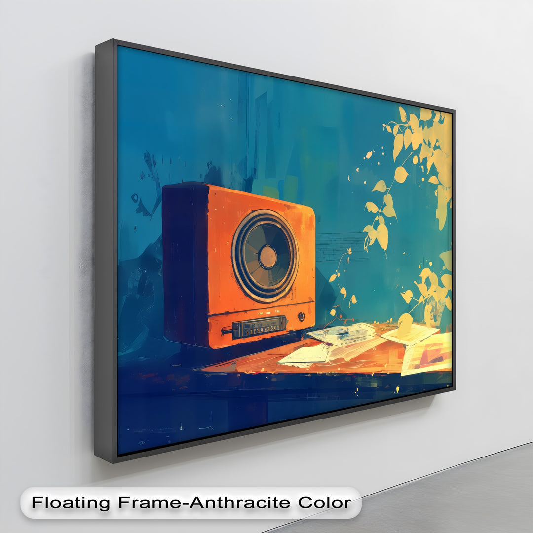 Golden Frequency – Retro Radio Still Life Canvas Print