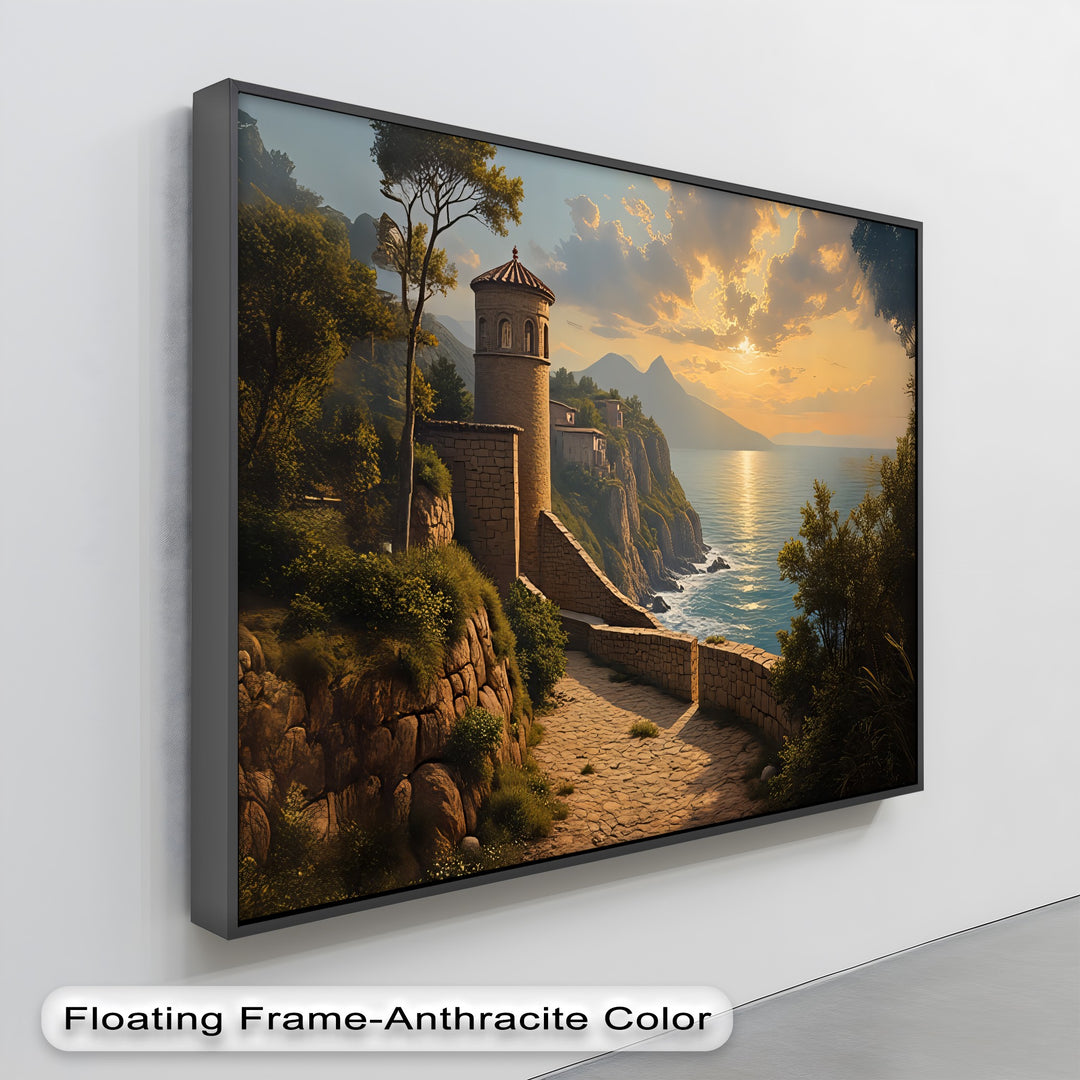 Coastal Sunset Path – Mediterranean Seaside Canvas Wall Art | Canvas Art