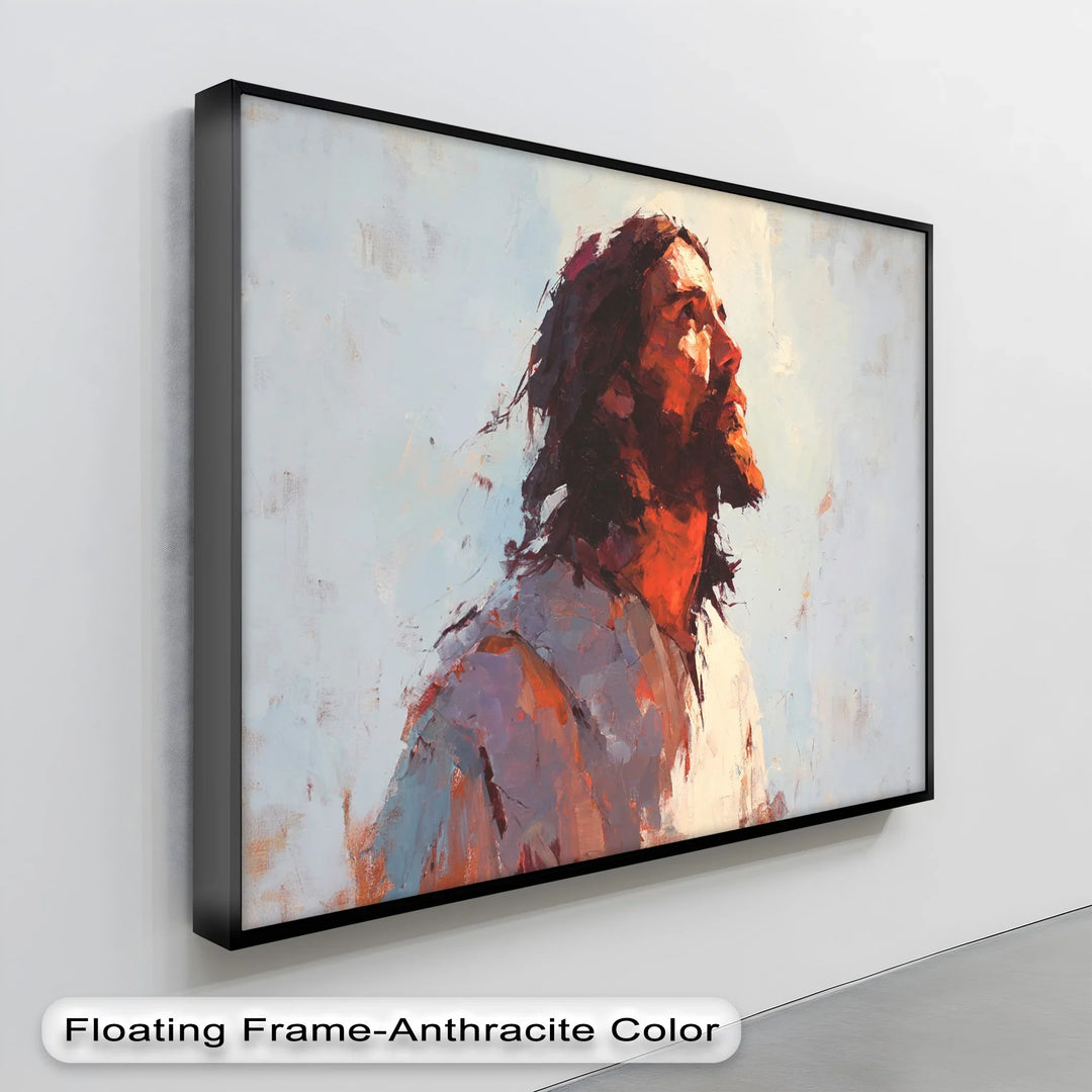 Divine Light – Portrait of Jesus in Reverent Gaze Canvas Print - MyPhotoStation