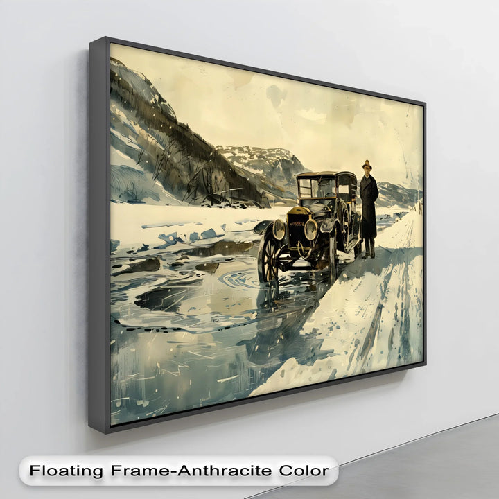 Vintage Car in Winter Mountains – Car Canvas Print