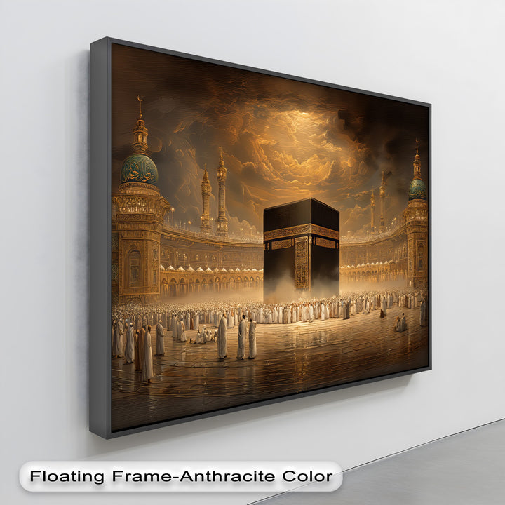 Divine Light Over the Kaaba – Islamic Holy Site Canvas Print