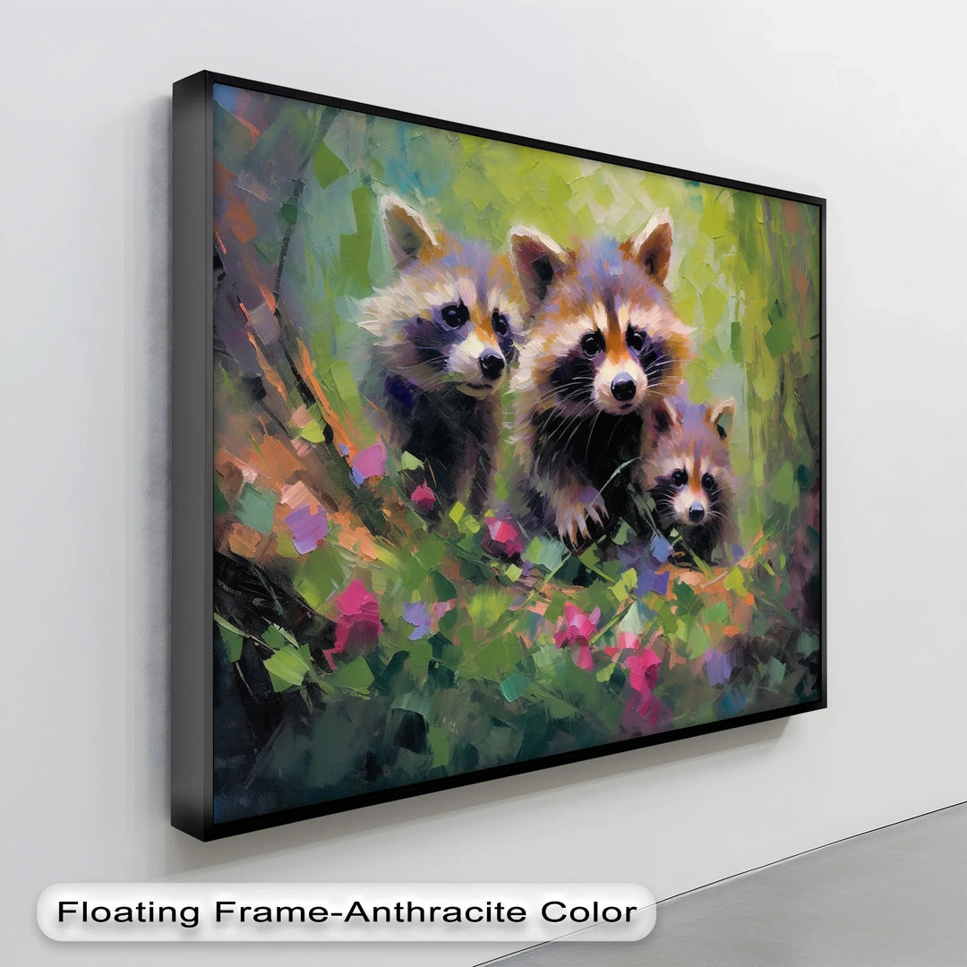 Curious Raccoons in the Wild – Vibrant Animal Canvas Print - MyPhotoStation