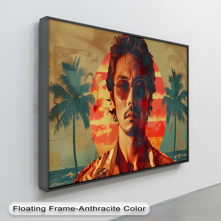 Sunset Rebel – Retro Tropical Portrait Canvas Print