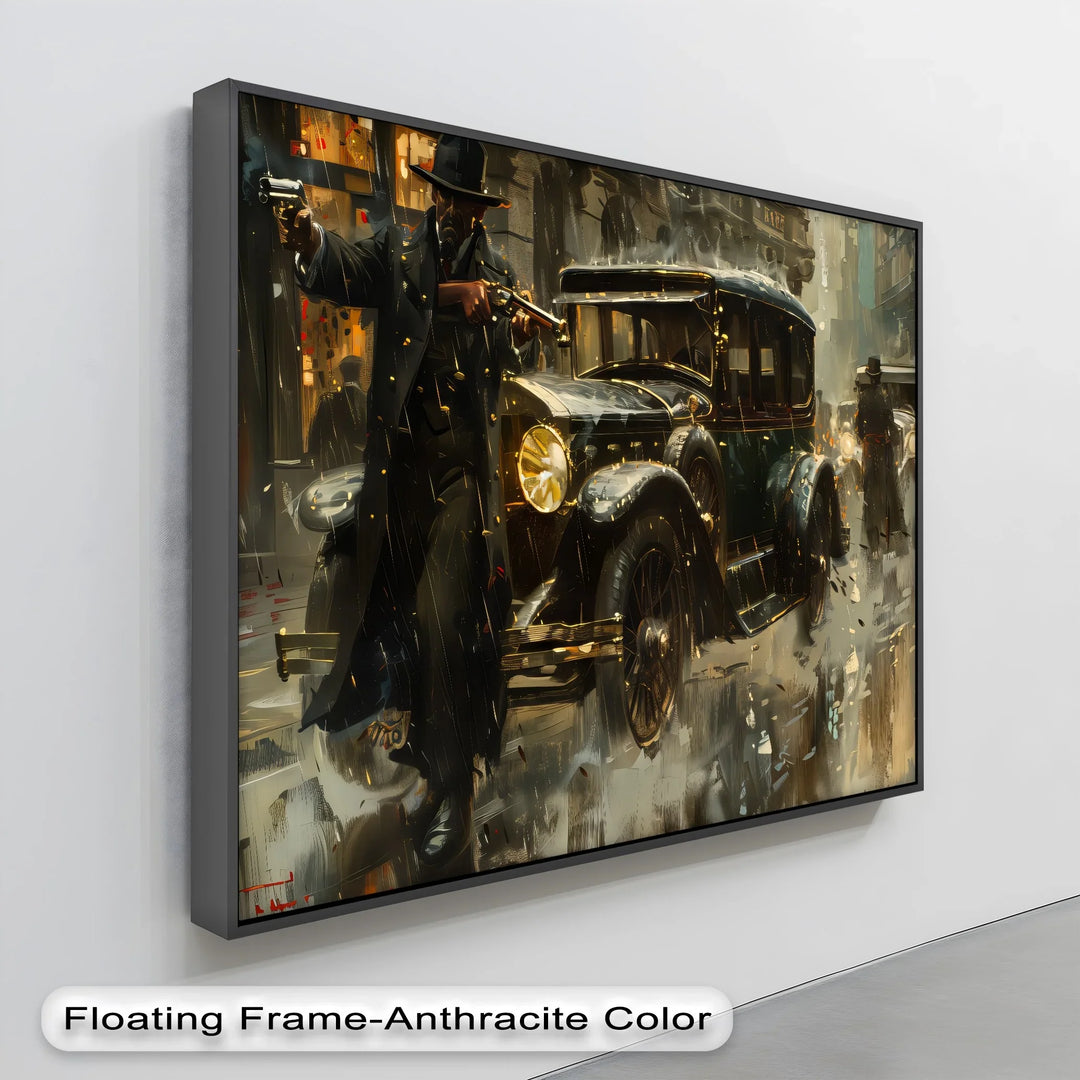 1920s Gangster Shootout Scene – Car Canvas Print - MyPhotoStation