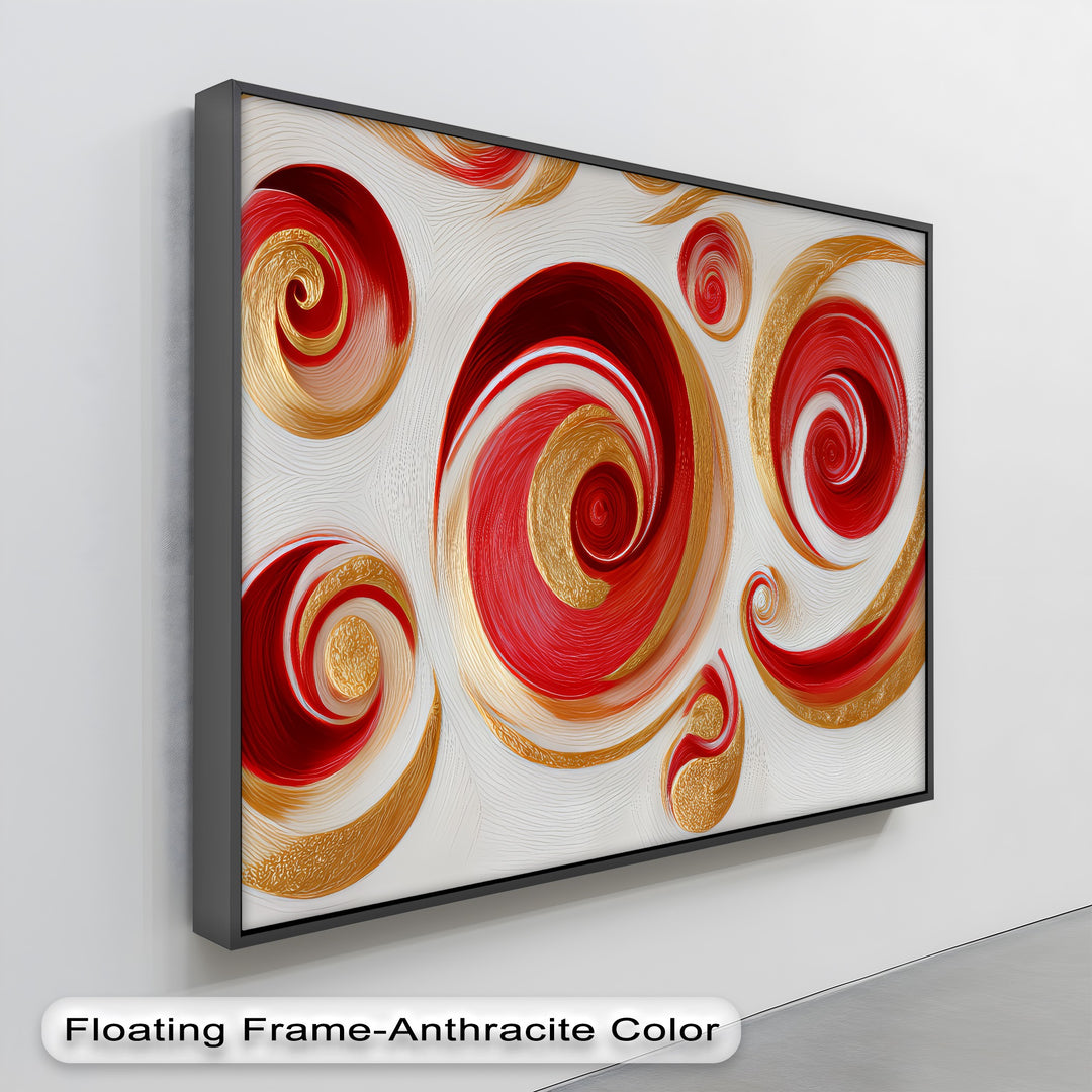 Golden Whirlwind – Red and Gold Abstract Spiral Canvas Print