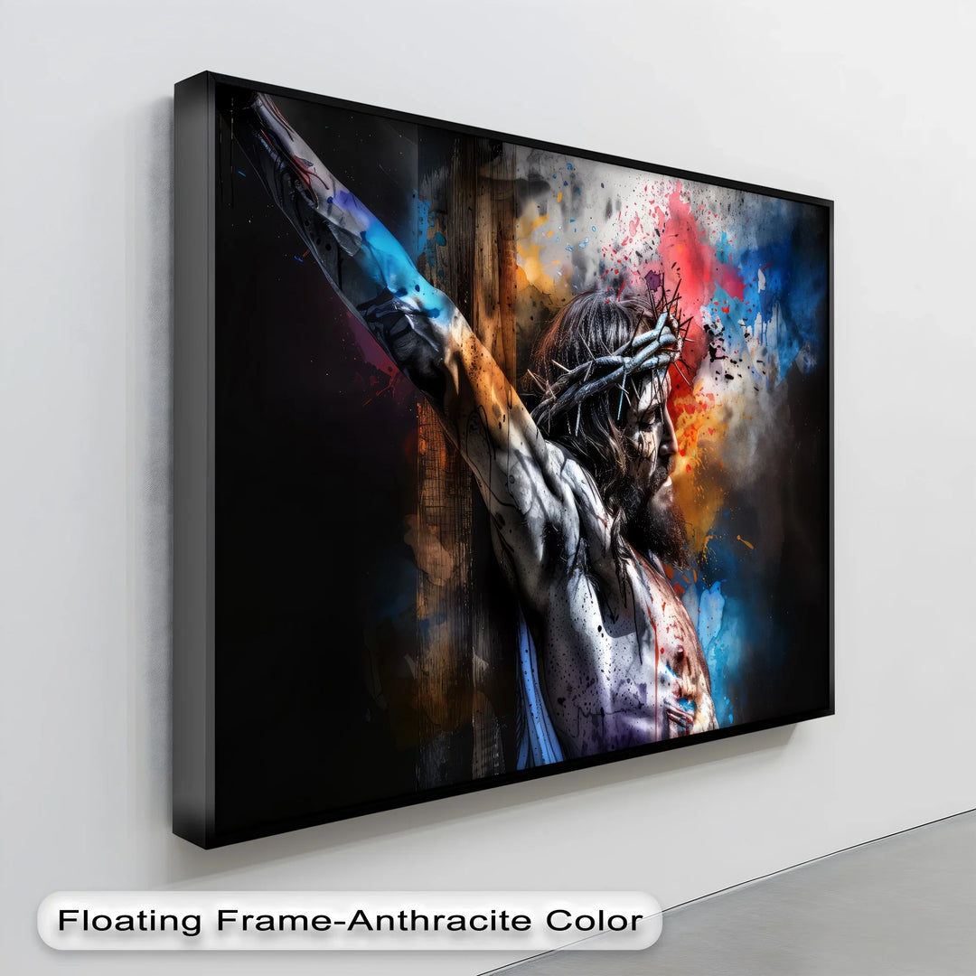 Jesus on the Cross with Crown of Thorns - Jesus Canvas Print