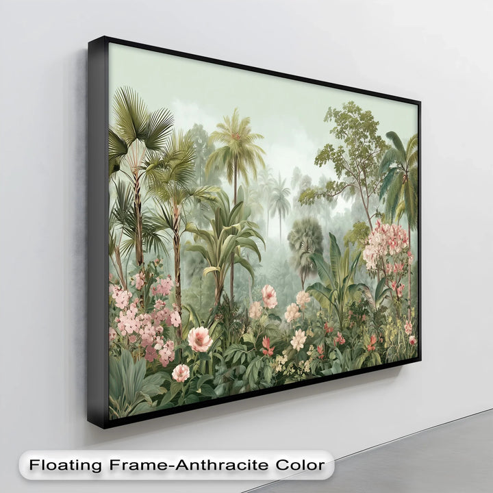Tropical Lush Greenery with Pink Blossoms – Canvas Print - MyPhotoStation