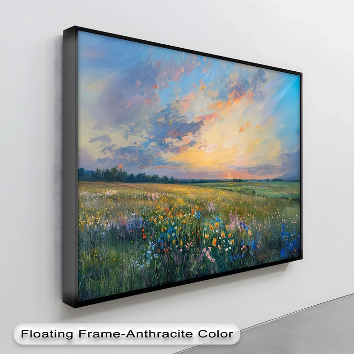 Sunset Over Wildflower Meadow - Landscape Canvas Print