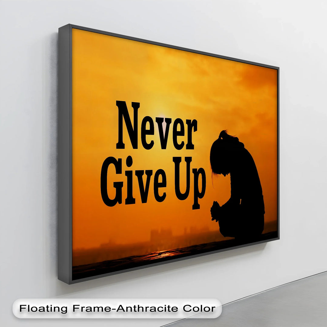Never Give Up – Inspirational Silhouette Canvas Print