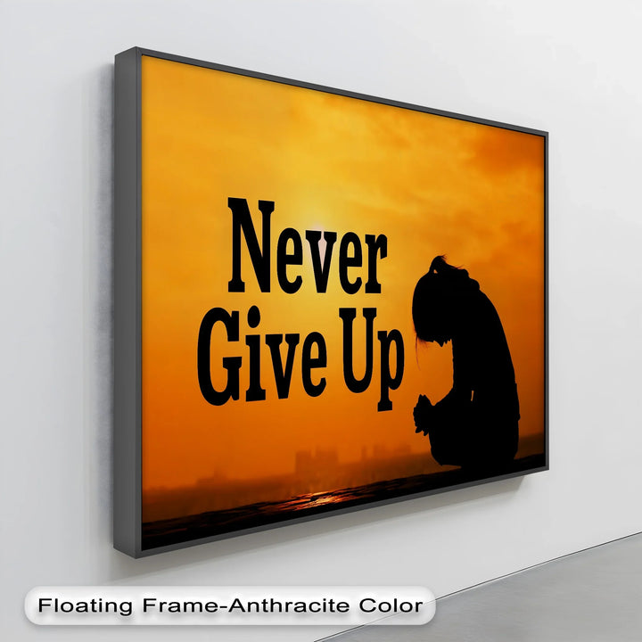 Never Give Up – Inspirational Silhouette Canvas Print