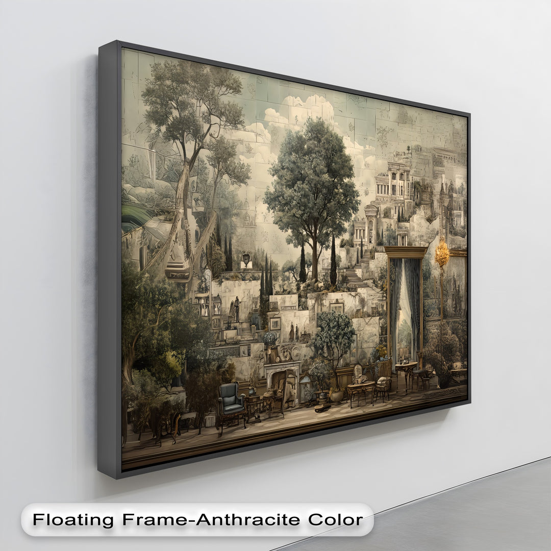 Classical Architecture & Garden Mural - Canvas Wall Art | Large Canvas