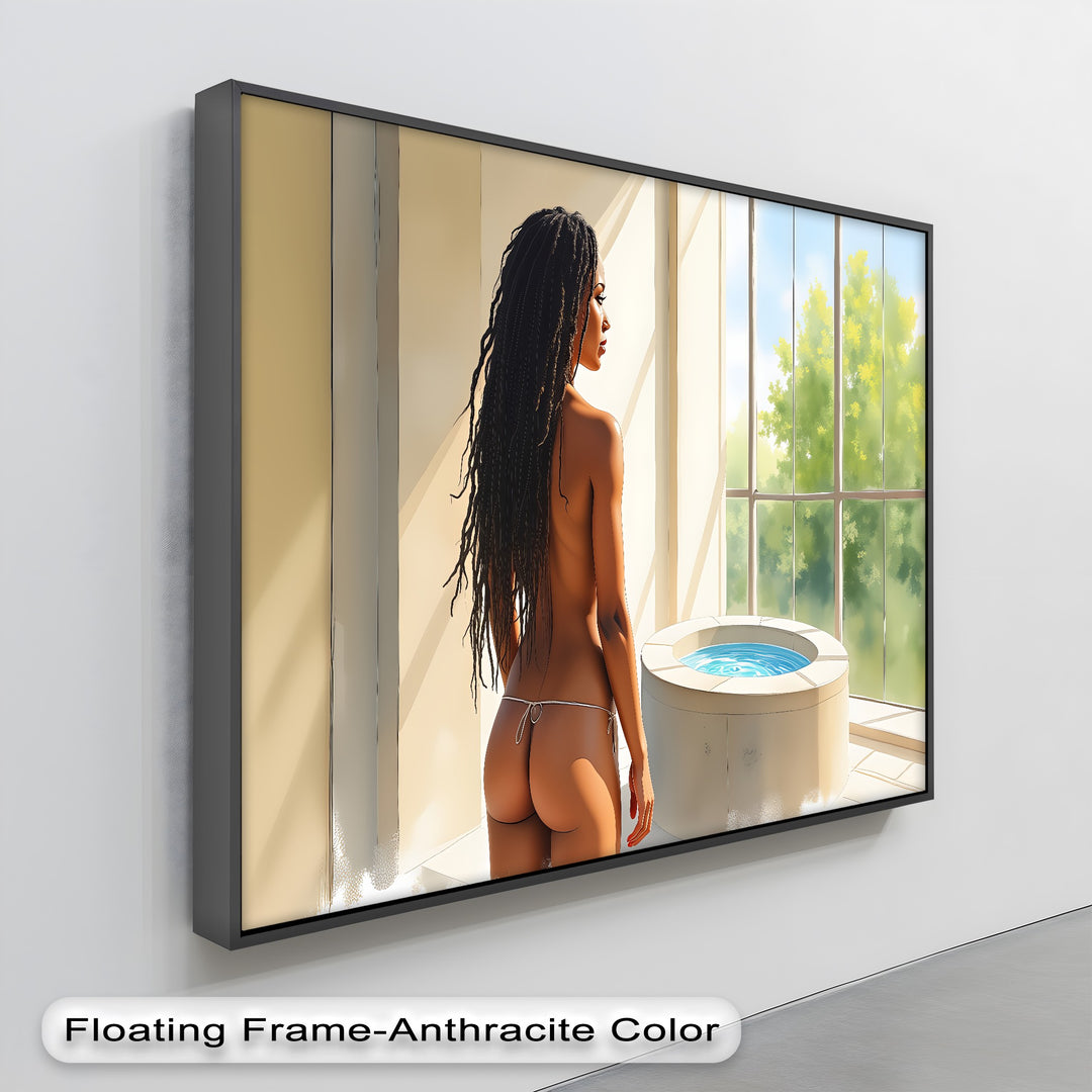 Golden Tranquility – Framed Abstract Canvas Wall Art | Vertical Bedroom Art