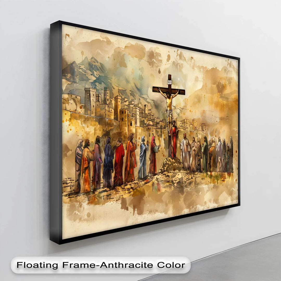 Jesus on the Cross with Disciples - Jesus Canvas Print