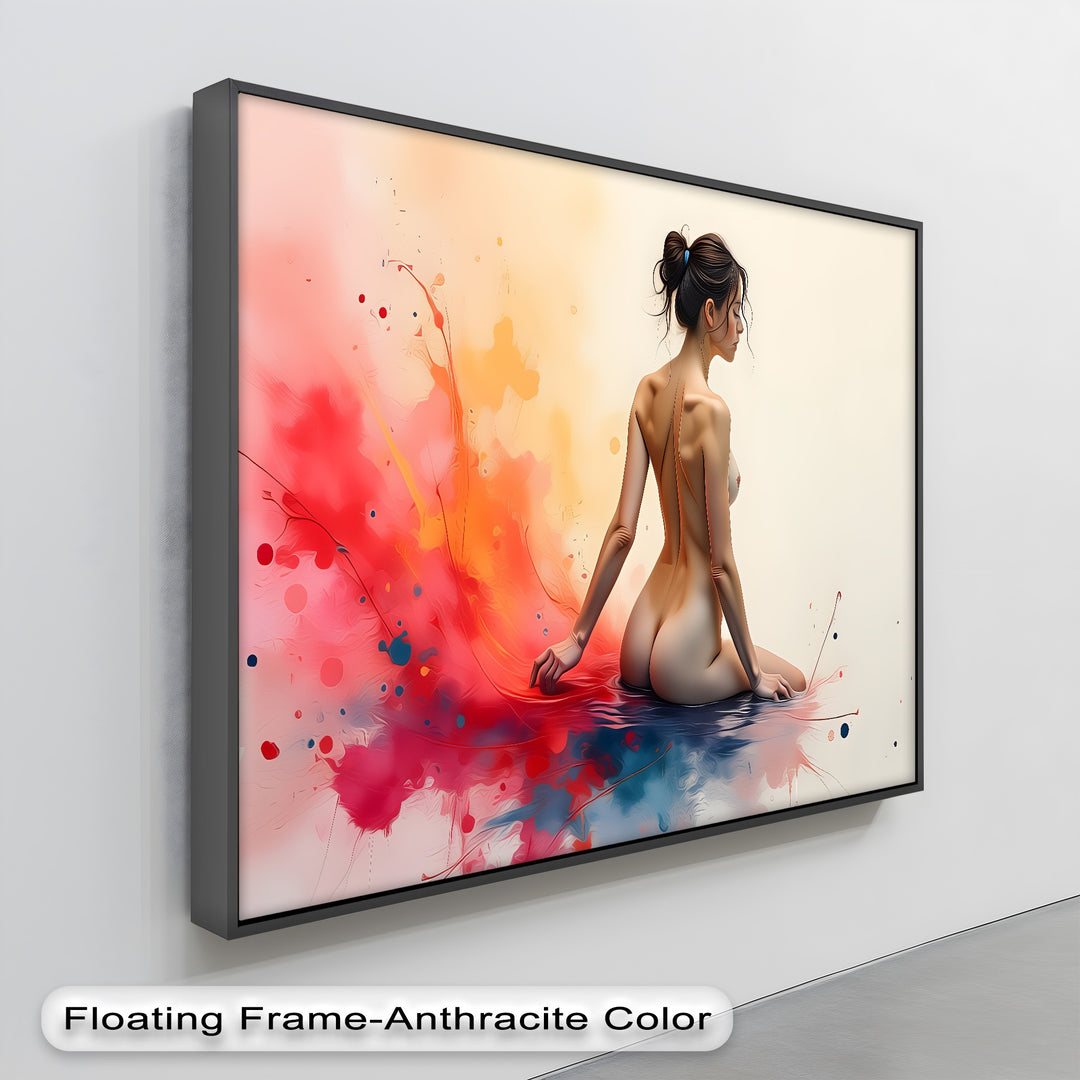 Serene Bloom – Nude Abstract Splash Canvas Wall Art | Sexy Art