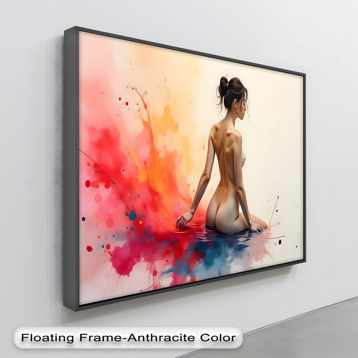 Serene Bloom – Nude Abstract Splash Canvas Wall Art | Sexy Art