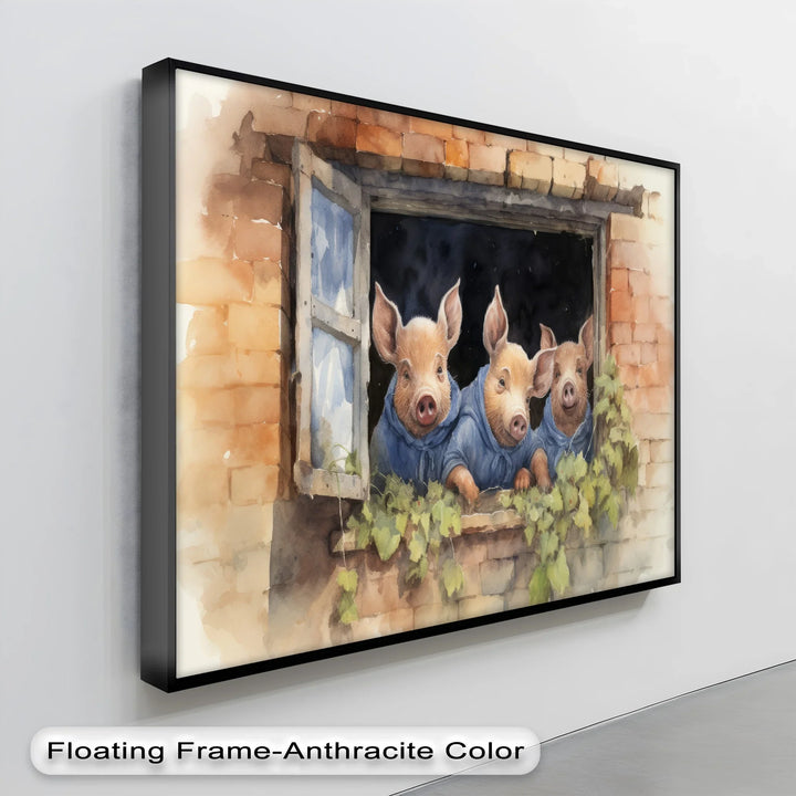 Three Little Pigs at the Window – Animal Canvas Print - MyPhotoStation
