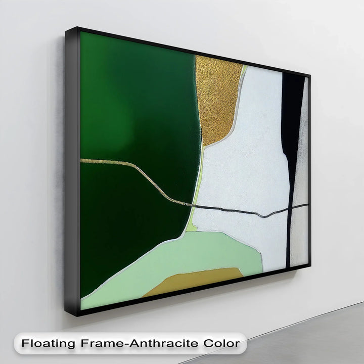 Modern Earth Divide – Green and Gold Abstract Landscape Canvas Print - MyPhotoStation