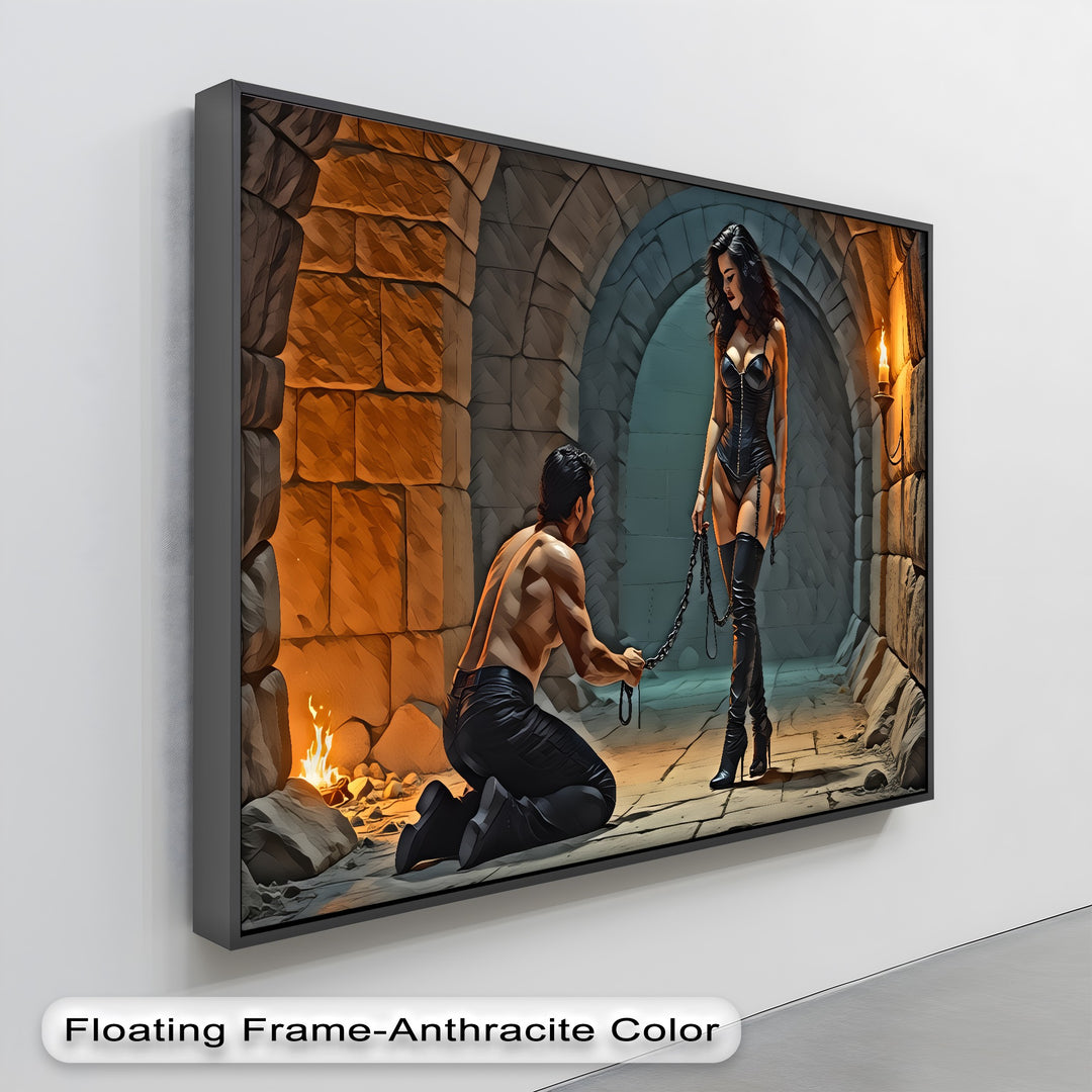 Kneel for Her – BDSM Erotic Canvas Wall Art | Nude Artwork