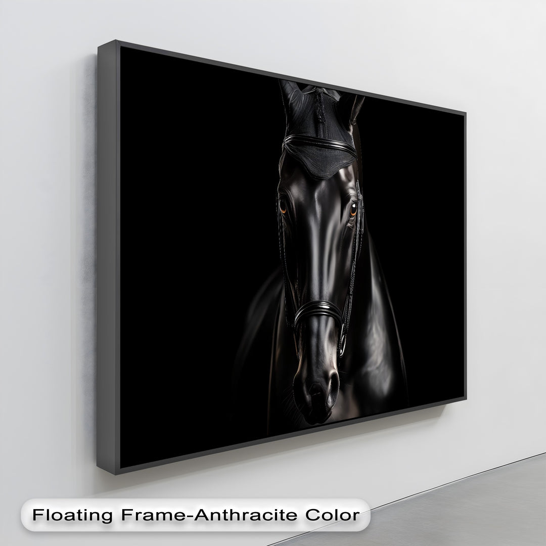 Noir Elegance – Black Horse Portrait Canvas Print