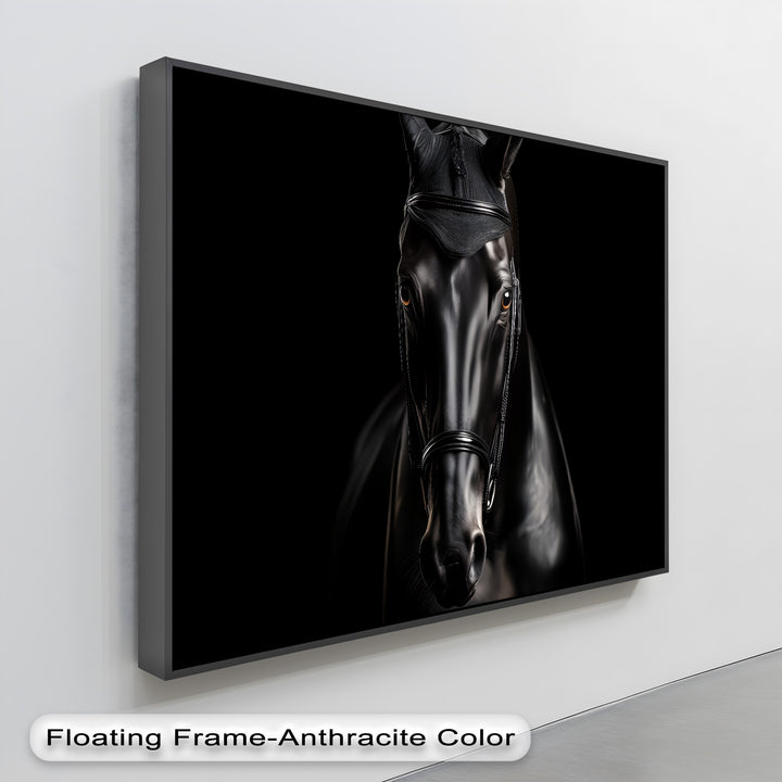 Noir Elegance – Black Horse Portrait Canvas Print