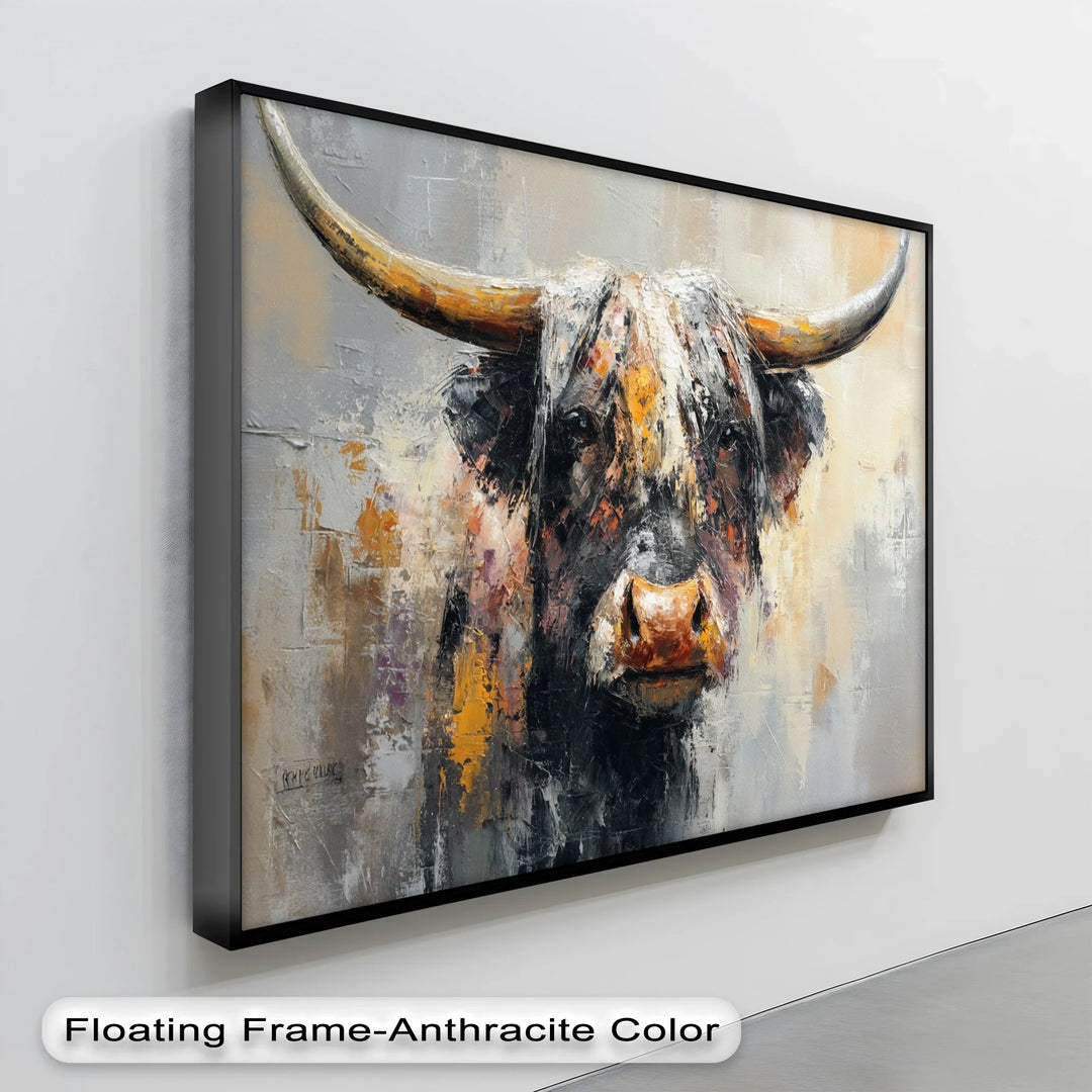 Steel Gaze – Bold Highland Bull Portrait Canvas Print - MyPhotoStation
