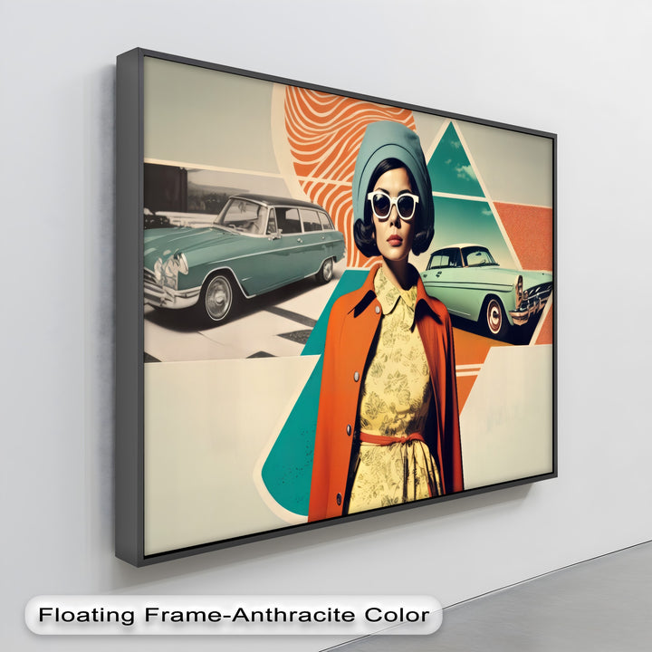 Retro Glamour Drive – Vintage Fashion & Classic Car Canvas Print