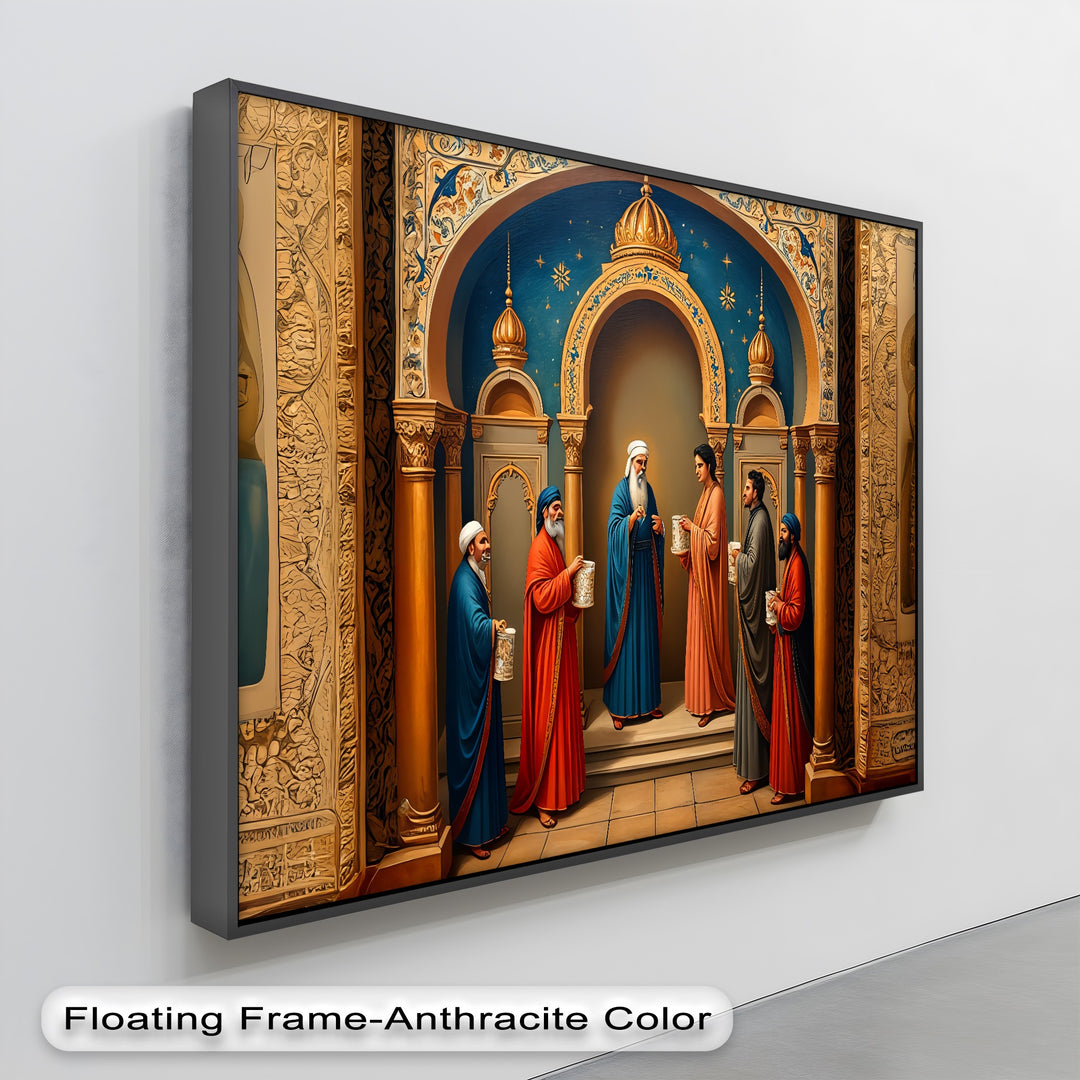 Sacred Gathering – Oriental Temple Ceremony Canvas Wall Art | Biggest Canvas