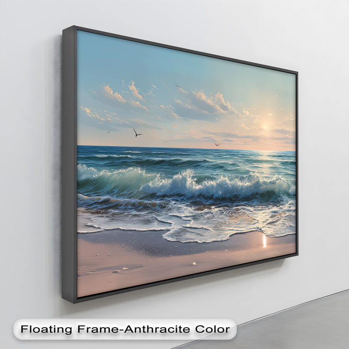 Tranquil Horizon – Ocean Sunset Waves Canvas Print