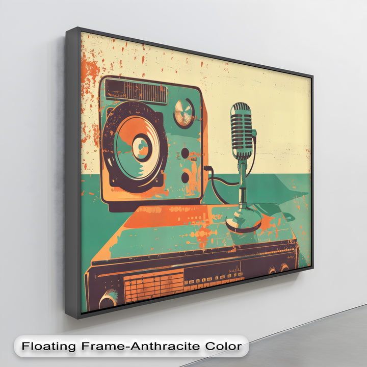 On-Air Echo – Retro Microphone & Speaker Setup Canvas Print